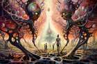 Alien beings and environment. AI Generated. Art Print